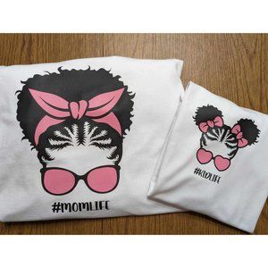 Custom "#MomLife & #KidLife" Long Sleeve Tee Set